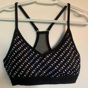 PINK LARGE racer back mesh sports bra